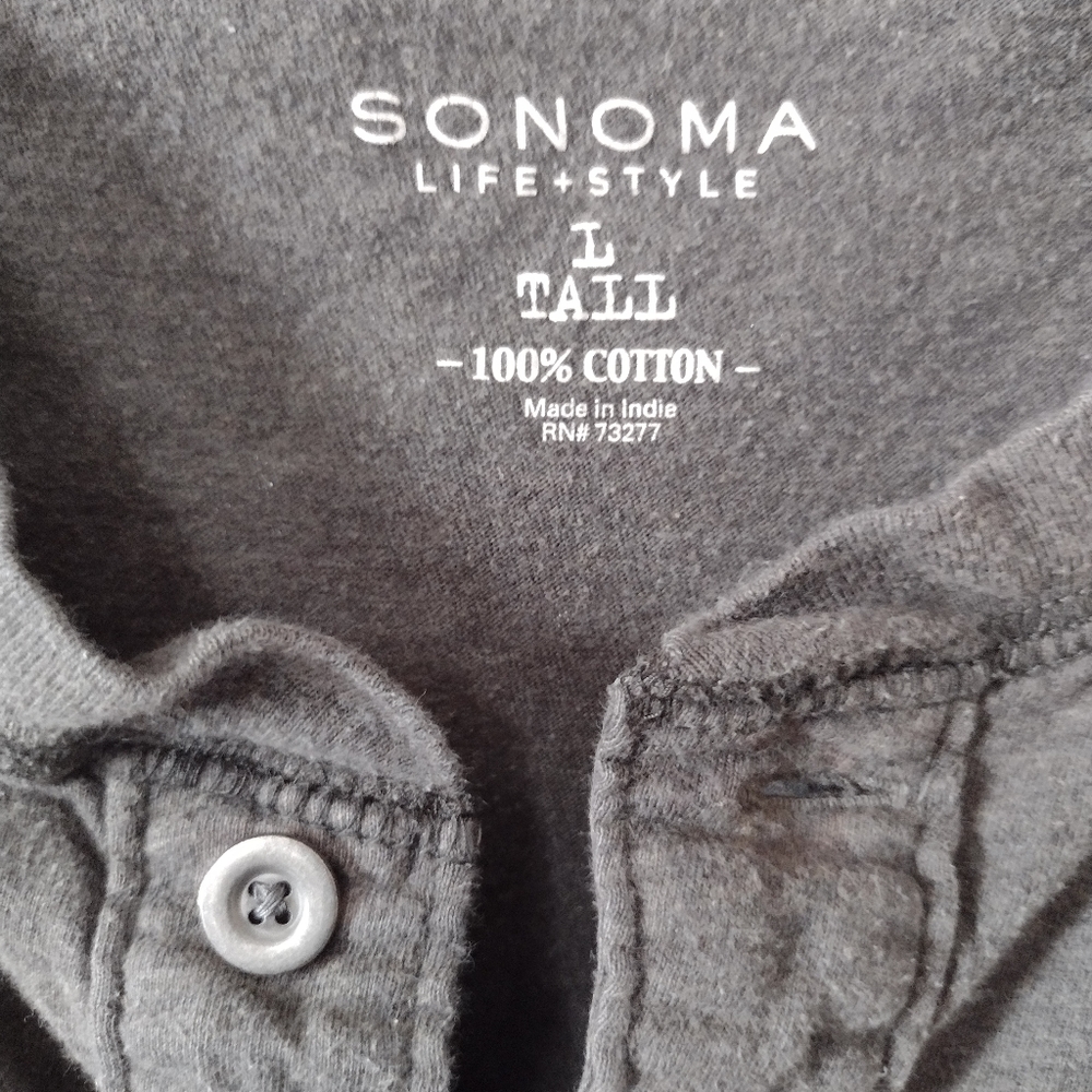 Y) Sonoma Life + Style Men’s Gray Polo Shirt Size L Tall 100% Cotton - Picture 3 of 5